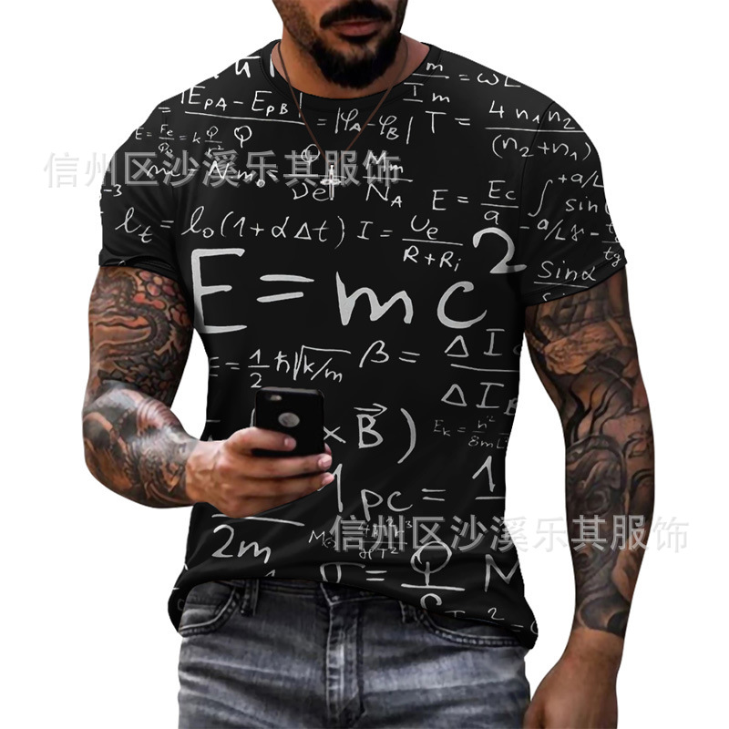 Camiseta de manga corta de marca de moda europea y americana, patrón geométrico para hombres 2024, top delgado de cuello redondo de media manga de moda de verano