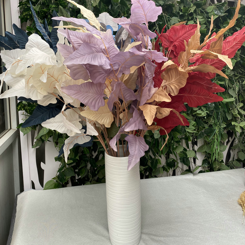仿真綠植絲印布馬蹄葉龜背葉植物牆裝飾假花室內仿真植物盆栽批發