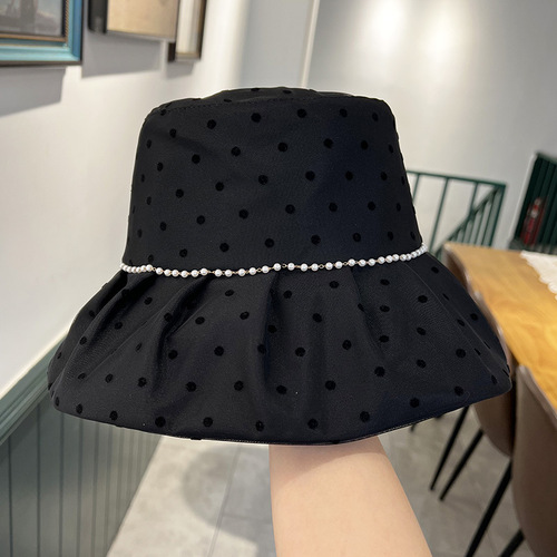Fishing Hat for Women - Spring and Summer Outdoor Travel Fashion Polka Dot Wide Brim Sun Hat - Foldable Face Covering UV Protection Bucket Hat - Trendy