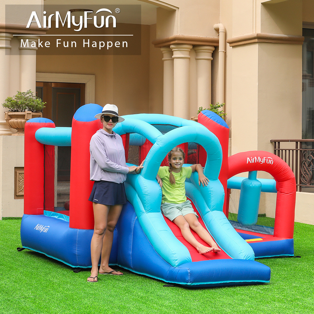 AMF | Castillo inflable para el hogar, combinación de tobogán pequeño y trampolín para niños, castillo inflable antideslizante para interiores y exteriores.