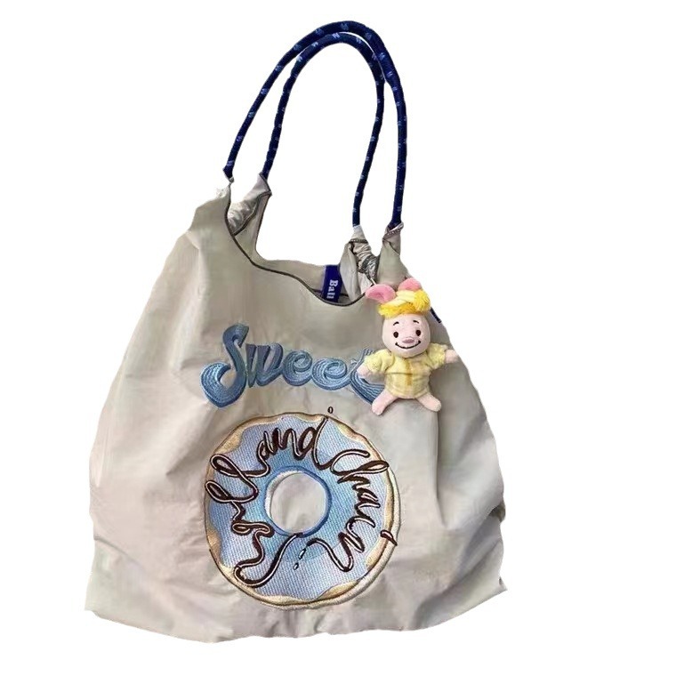 Bolsa de compras impermeable bordada, bolso de nailon, bolso de lona, bolso de tela informal, bolso de mujer, bolso de hombro de gran capacidad, ultraligero image 6