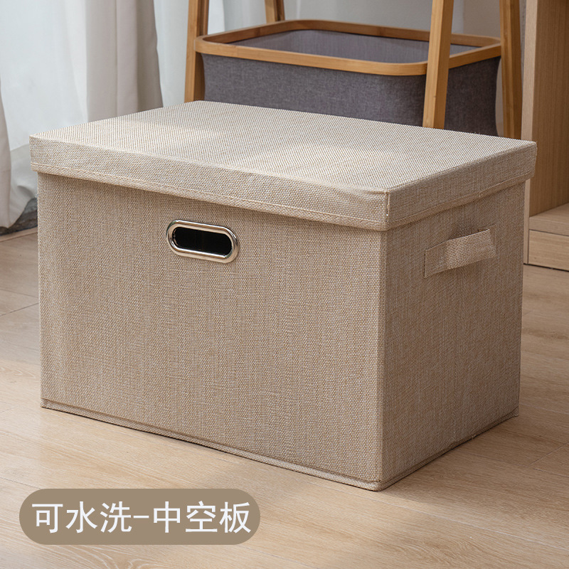 クロスボーダー綿麻蓋付き収納ボックス折りたたみ可能引き出し衣類タンス収納整理箱布芸玩具収納ボックス