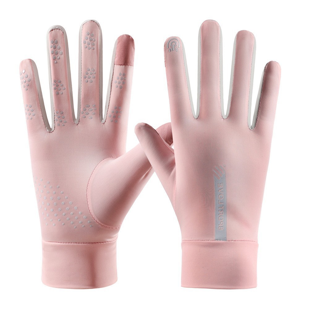 Guantes de protección solar de seda de hielo transpirables para mujer, modelos finos de alta elasticidad, conducción, antideslizante, antiultravioleta, ciclismo de verano, pantalla táctil de dedos