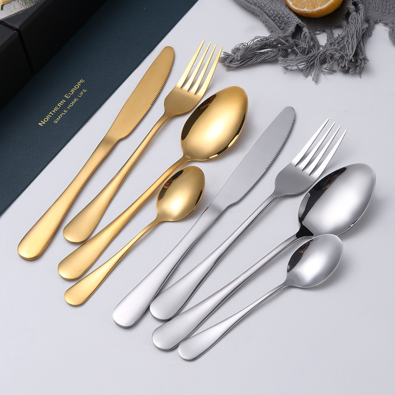 Juego de cubiertos occidentales de acero inoxidable 24 piezas con caja de regalo cuchillo tenedor cuchara