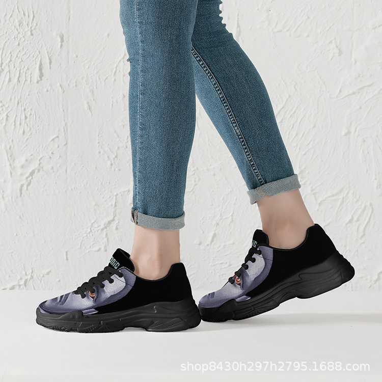 跨境专供3D印花橄榄球队男女通用老爹鞋运动休闲鞋一件代发