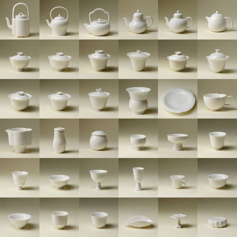 Moji Sweet White Glaze Dehua White Porcelain Tea Set Collection Jade Mud Thin Body Kung Fu Tea Set Teapot Pot Holder Cover Bowl Tea Cup