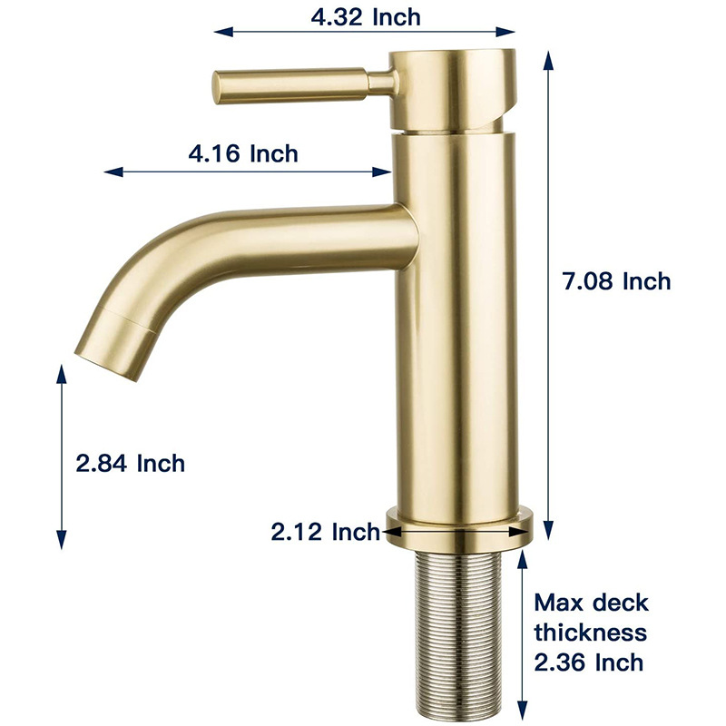 Stainless steel brushed gold faucet 304, cold and hot washbasin, washbasin, countertop basin, gold straight and curved faucet undefined