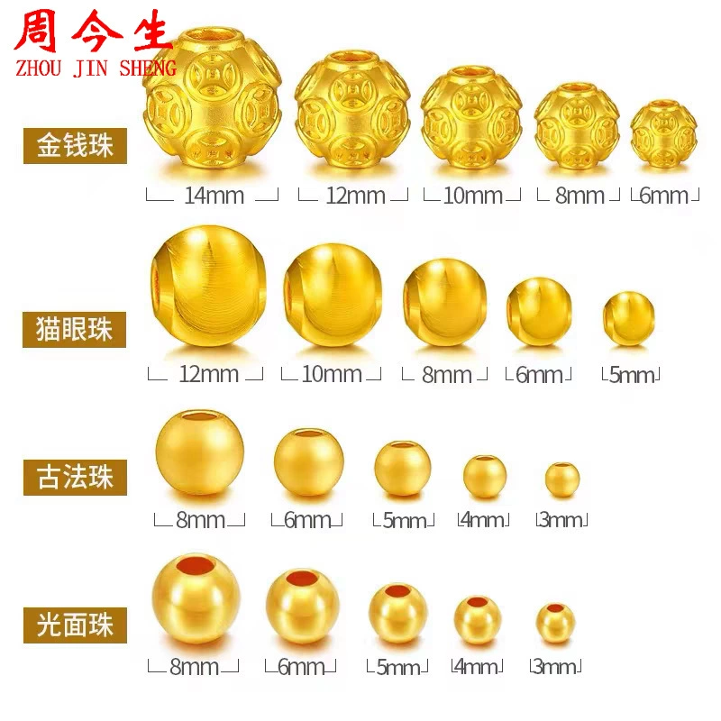 Shuibeijin 999 чистое золото кошачий глаз золотая бусина для переноски 5D безводородное твердое золото Douyin Lucky Bag Beauty Industry Bank подарок