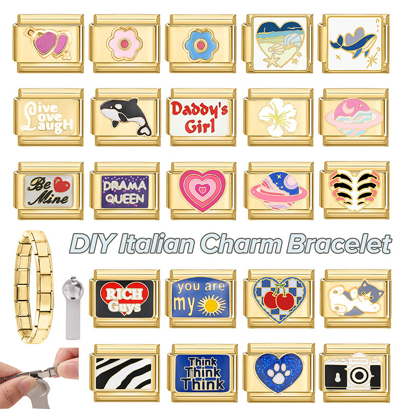 In-Stock Italian Charm Stainless Steel Bracelet and Anklet Spring Module DIY Pendant Accessories Exclusively for Cross-Border Sales In-Stock Italian Charm Stainless Steel Bracelet and Anklet Spring Module DIY Pendant Accessories Exclusively for Cross-Border Sales