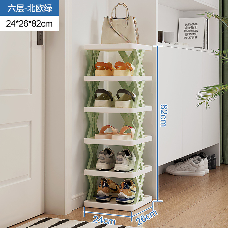 Estante para zapatos, puerta del hogar, artefacto de almacenamiento de entrada simple, que ahorra espacio, partición en capas, armario de zapatos pequeño y estrecho de plástico multicapa