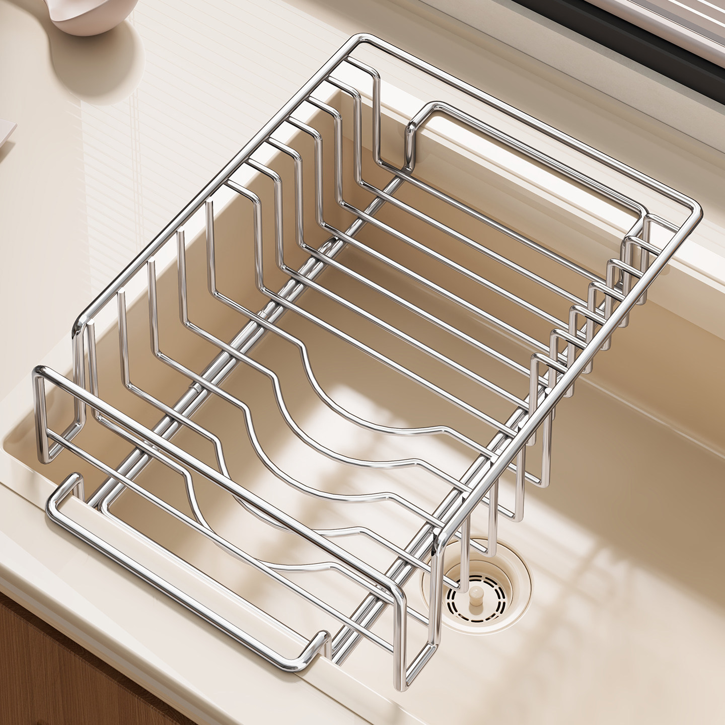 Escurridor Telescópico para Fregadero 304 de Acero Inoxidable, de Mesa, para Vajilla y Cocina