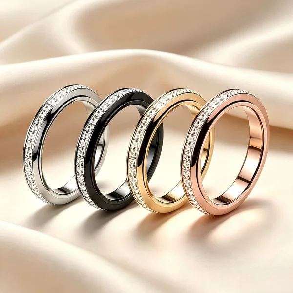 Wholesale of trendy accessories for fashionistas. The same starry rotating ring as seen on TikTok influencers, featuring cubic zirconia and a full diamond design, perfect for couples