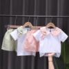 Summer doll, shorts, children's top, suitable for import, western style, doll collar, with short sleeve, 3 years