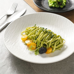 石紋西餐盤意面沙拉盤湯盤深盤家用陶瓷菜盤子高級感餐廳酒店餐具