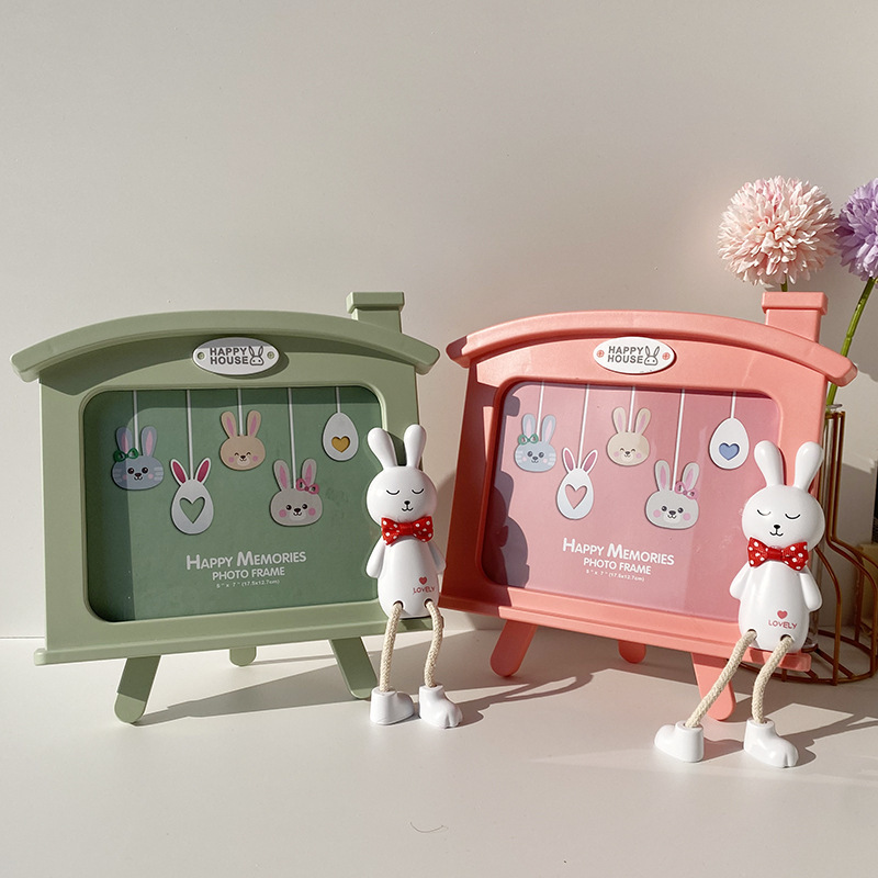 Cartoon cute rabbit photo frame table creative studio frame wholesale 7 inch ornaments children's student photo frame mixed batch