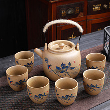 粗陶提梁壶茶具套装家用简约日式轻奢陶瓷茶壶茶杯礼盒茶壶套组
