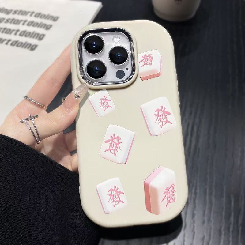 Facai Mahjong iPhone16promax funda para teléfono móvil Apple 13/15 creativo 12/11 nicho xs galvanoplastia 8p suave
