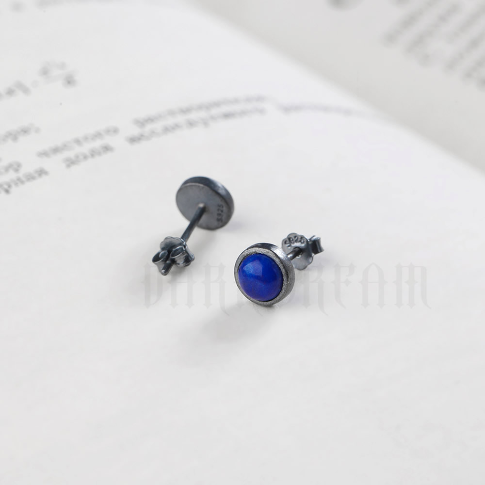 S925 Sterling Silver Lapis Lazuli Earrings For Men And Women_voghion.com