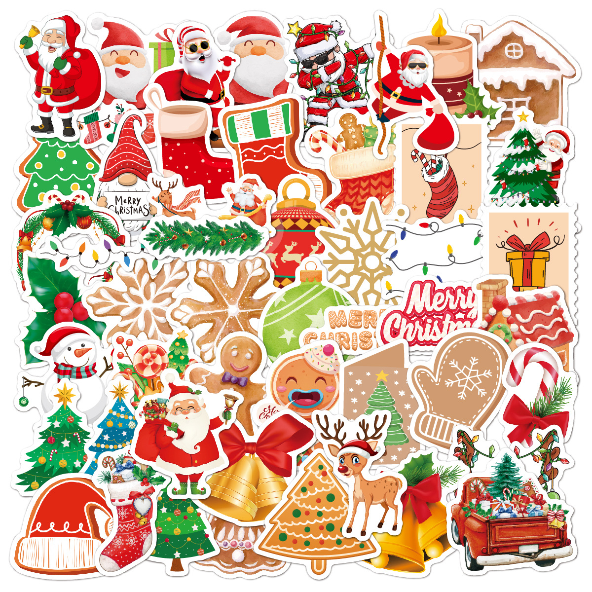 Cute Cartoon Christmas Pattern Holiday Decoration Stickers 50 Pieces Wholesale display picture 6