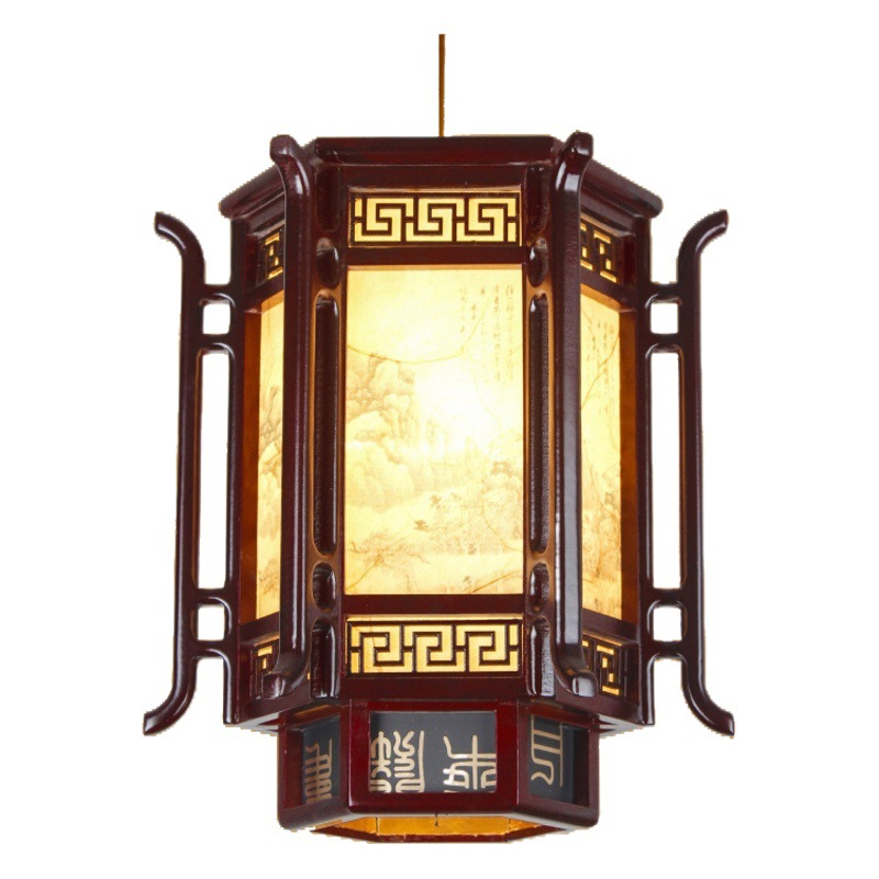 Chino antiguo lámpara linterna de madera maciza clásica Palacio aleros corredor balcón Casa Té restaurante lámparas decorativas al aire libre
