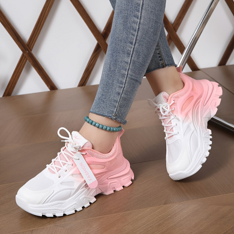Cross-border Women's Fashion Sneakers Gradient thick heel sneakers…