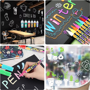 ◇ Tiktok Liquid Chalk, Colorful, Dust-Free, Super Cost-Effective, Water-Soluble Chalk, Does Not Dirty Hands, Erasable, Led Fluorescent Board