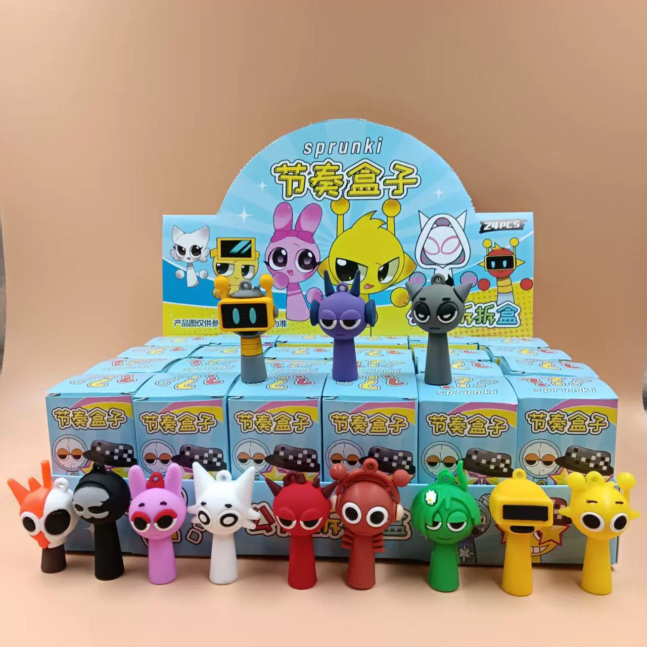 24 коробки брелоков-музыкальных шкатулок Sprunki, игровые аксессуары, детские игрушки, подарки на День защиты детей