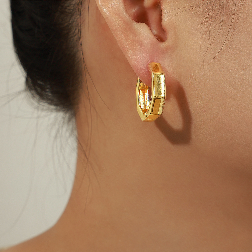 Copper brand elegant universal geometric creative design earrings