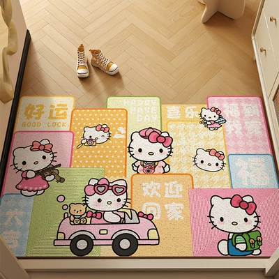 and Dirt-Scraping – Avtomobil döşəmə paspasları - kitty-drives-a-car-40x60cm-silk-circle