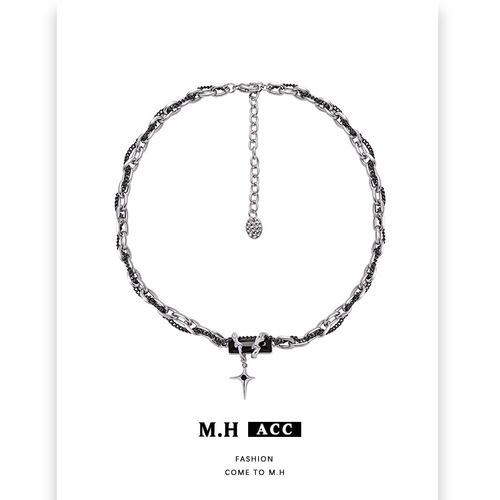 Original Black Zircon Starburst Necklace for Women—Hot in Europe & America! Unisex Style, Perfect for Hip-Hop or Edgy Chic Looks—Trendy Clavicle Chain Neck Accessories