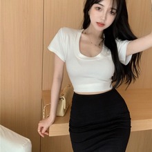 一步裙半身裙女夏季高腰紧身性感辣妹包臀短裙2025年新款黑色裙子