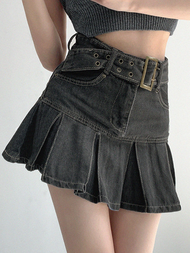 Hot Girl Denim Skirt Women's Summer Pleated Skirt 2023 New Design High Waist Slim A-Line Short Skirt Trendy