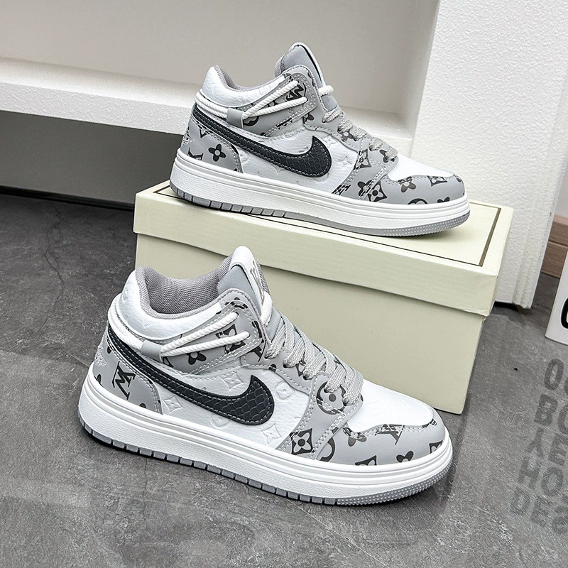 Aj Men's Shoes High-Top Air Force One Black and White Panda Trendy Shoes Student Sports Sneakers Casual Couple Shoes Mid-Top Sneakers
