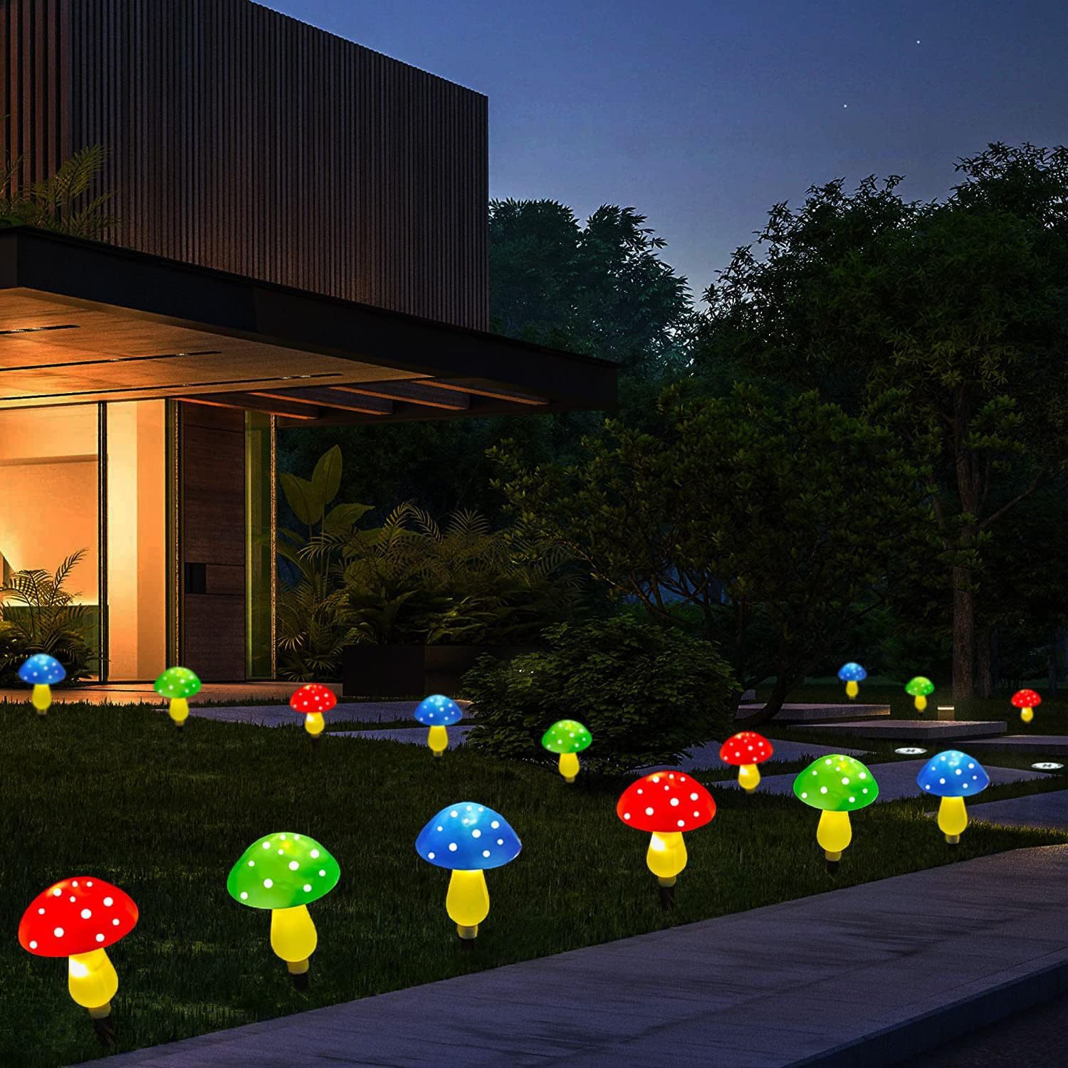 Transfronterizo solar simulación de hongos lámpara de decoración de césped jardín exterior parque diseño LED paisaje hongo luz de noche