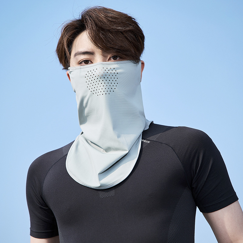 Summer Ice Silk Sun Protective Face Mask Nylon Ear Loop Unisex Outdoor Cycling Head Cover Sunshade Neck Guard Scarf