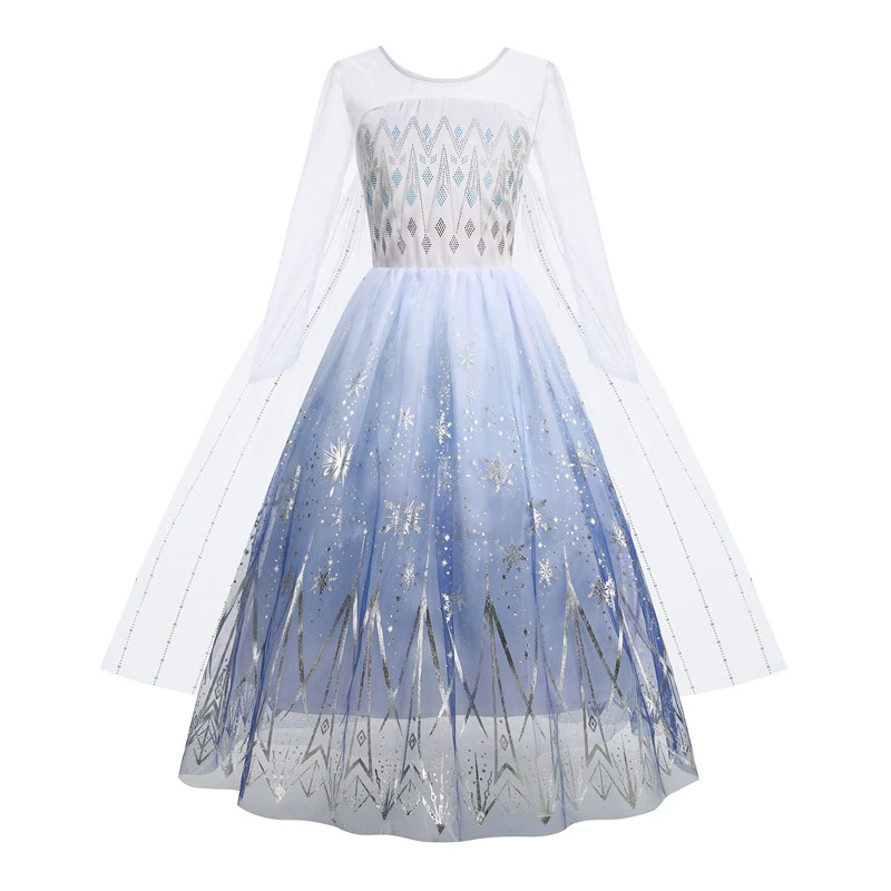 2024 Frozen Frozen 2 Анна Аиша Платье Девушки Платье Принцесса Платье Снежинка Печать Рождественский костюм