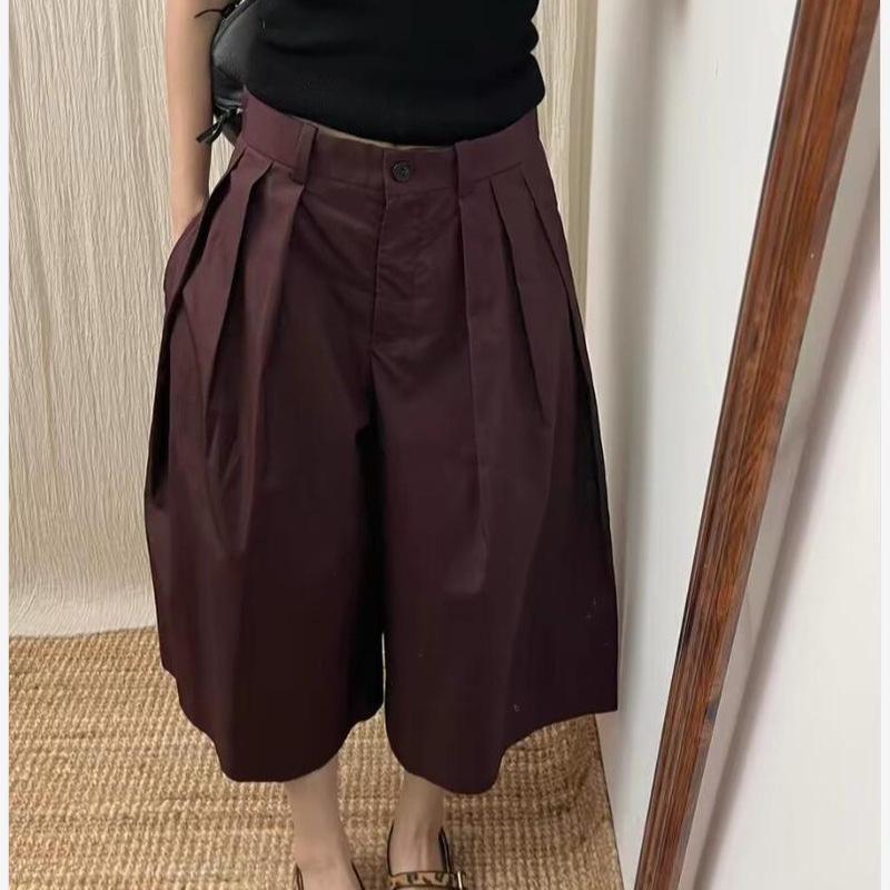 High-End Red-Brown A-Line Pleated Cropped Pants for Women, 2026 New Vintage Versatile Suit Pants High-End Red-Brown A-Line Pleated Cropped Pants for Women, 2026 New Vintage Versatile Suit Pants