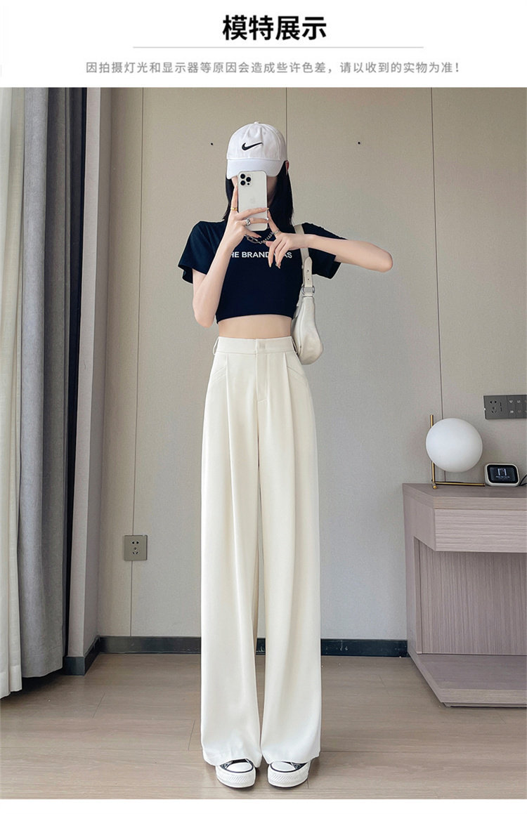 Quần culottes nữ ống rộng cạp cao chất liệu lụa băng mỏng mùa hè — Màu đen thông thường chi tiết 42
