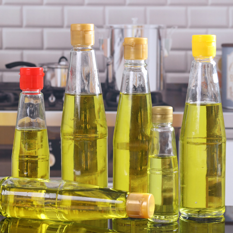 玻璃油瓶香油瓶玻璃调味瓶透明带盖酱油瓶350ml蚝油瓶麻油玻璃瓶