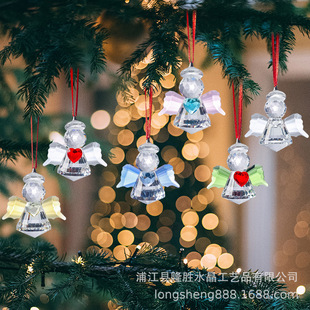 Collection of Light Heart Little Angel Pendant Sun Catcher Crystal Pendant DIY Christmas Tree Car Hanging Wedding Pendant Cross-Border