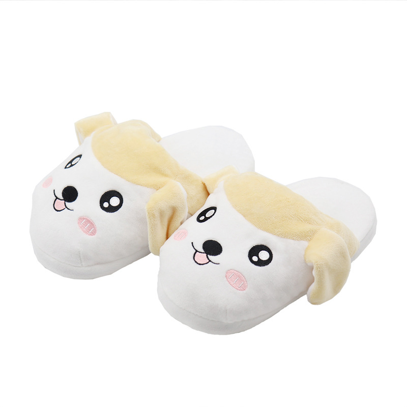 Zapatillas de orejas grandes, trapeador de algodón con orejas en movimiento, lindo perro de dibujos animados, todo incluido, cálido, antideslizante, zapatillas de lana, invierno