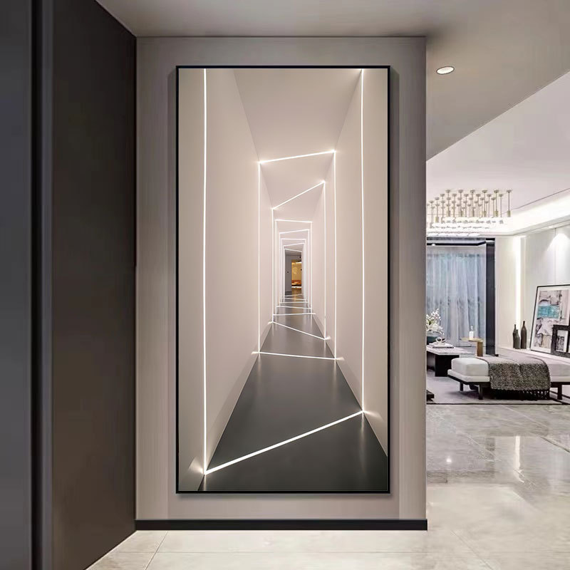 Pintura decorativa de vestíbulo de lujo ligero de alto nivel de alce hojas doradas pasillo colgar pintura de la sala de patrón colgar pintura suave