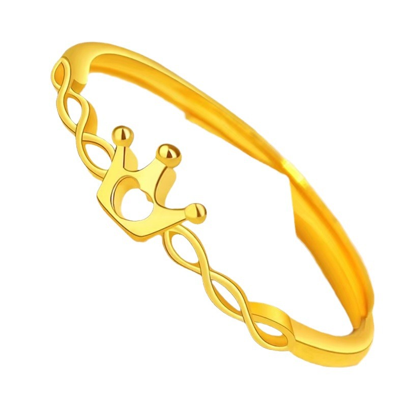 Anello corona d'oro vietnamita donna Net Red semplice elegante anello in ottone placcato oro gioielli_voghion.com