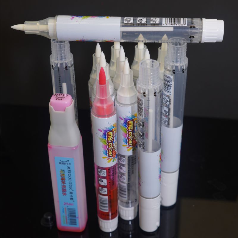 Mekal Soft-Tip Oil-Based Marker Pen, Refillable with 13ml Large Capacity, No Ink Leakage at the Tip, Empty Pen for Art Drawing