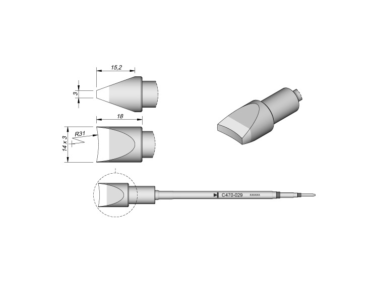 重负荷手柄专用C470系列烙铁头 引线连接器烙铁头   2