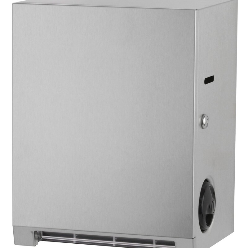 Stainless Steel Surface-Mounted Roll Paper Towel Dispenser with Satin Finish, Length 9inch Height 15inch Width 3/ 4inch Stainless Steel Surface-Mounted Roll Paper Towel Dispenser with Satin Finish, Length 9inch Height 15inch Width 3/ 4inch