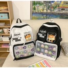 黑白之境双肩包痛包吧唧二次元透明谷子大食量背包初中女生书包女