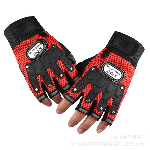 Breathable half-finger cycling gloves for men, motorcycle palm wear-resistant outdoor sports off-road training gloves
