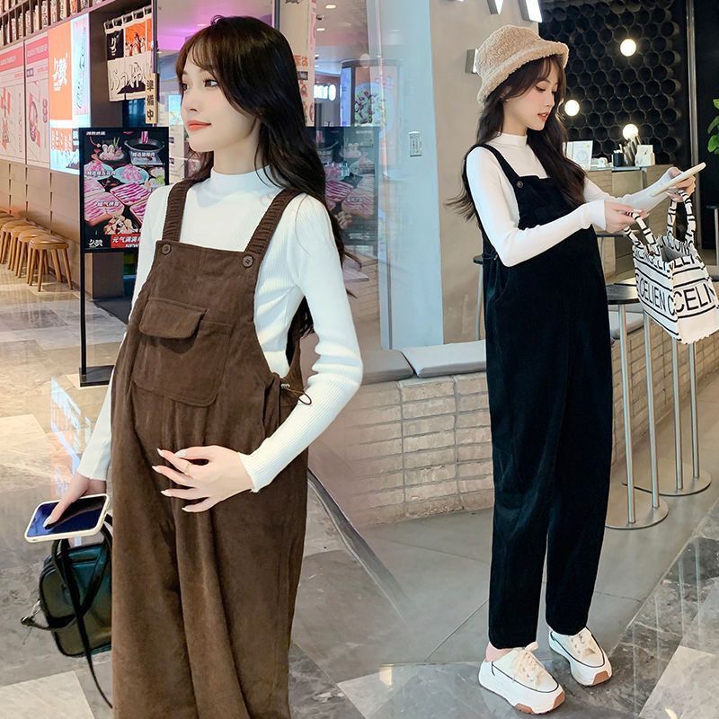 Maternity Wear Spring & Fall Suit Fashionable New Overalls Large Size Loose Casual Maternity Pants Pants Top Two-Piece Set