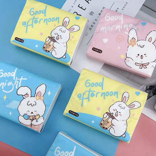 T printed tissue paper folded ear rabbit printed tissue paper portable small package paper facial tissue toilet paper colorful napkin